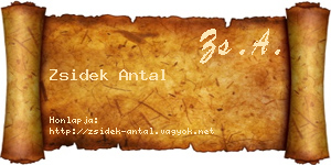 Zsidek Antal névjegykártya